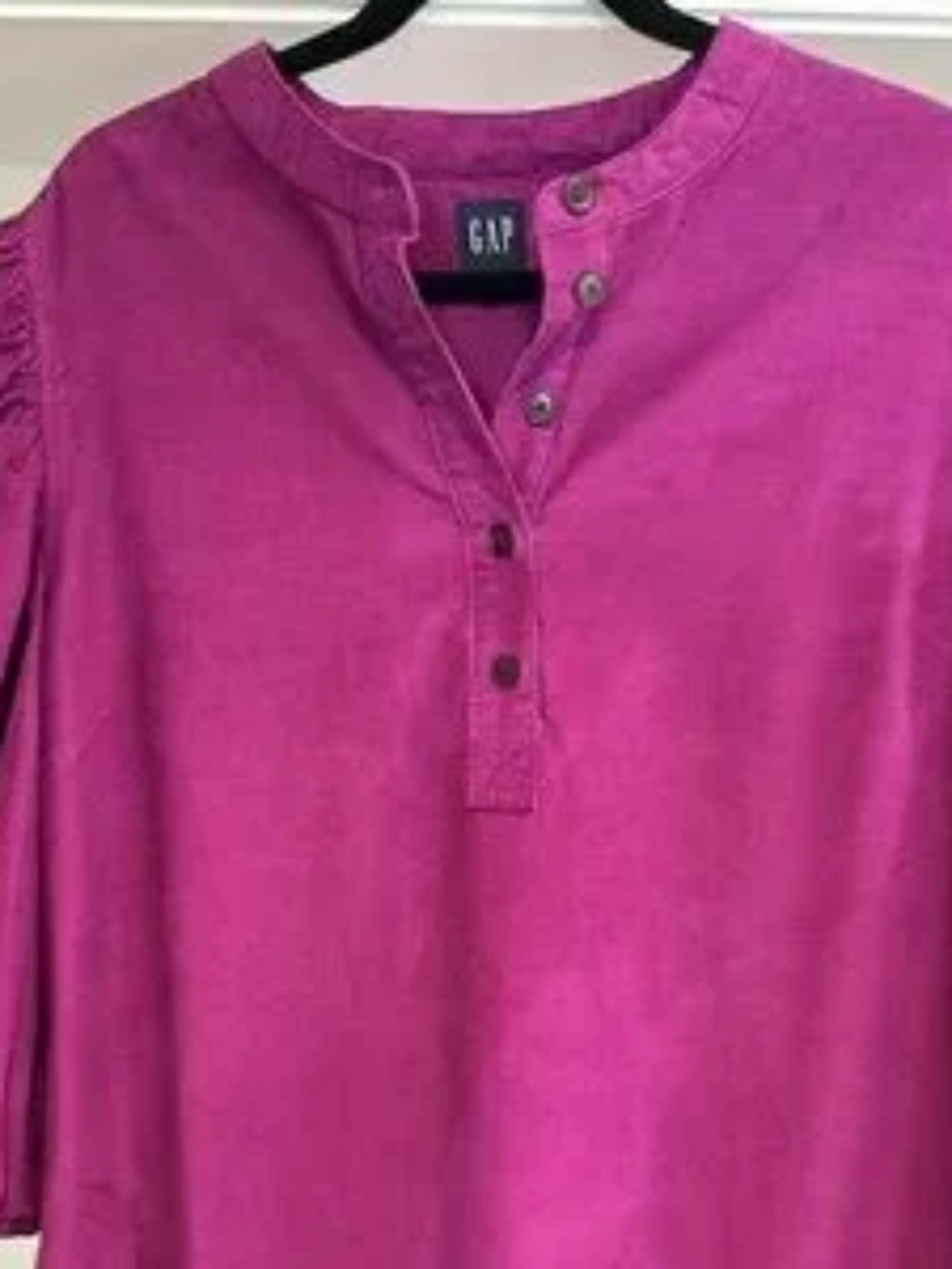 GAP Magenta Puff Sleeve Pinwale Corduroy Mini Shift Dress - Size XL Tall - Picture 4 of 15